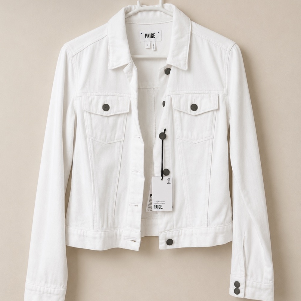 PAIGE White Crop Denim Jacket